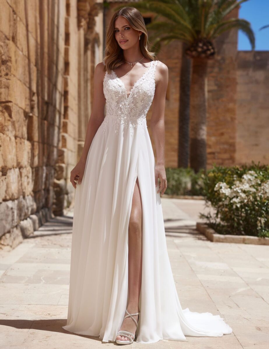 Kleid Chiffon + Spitze von Bianco Evento